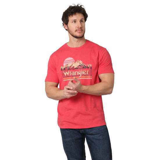 Wrangler Men's Mountain & Sunset Red Heather Graphic T-Shirt 112315023