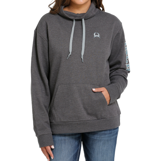 Cinch Ladies Heather Grey Hooded Pullover MAK7904001