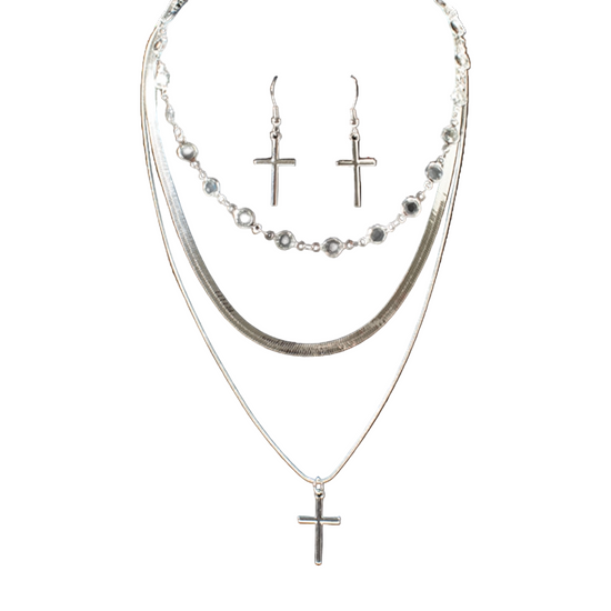Blazin Roxx Ladies Cross Chain Necklace & Earring Set 301000836