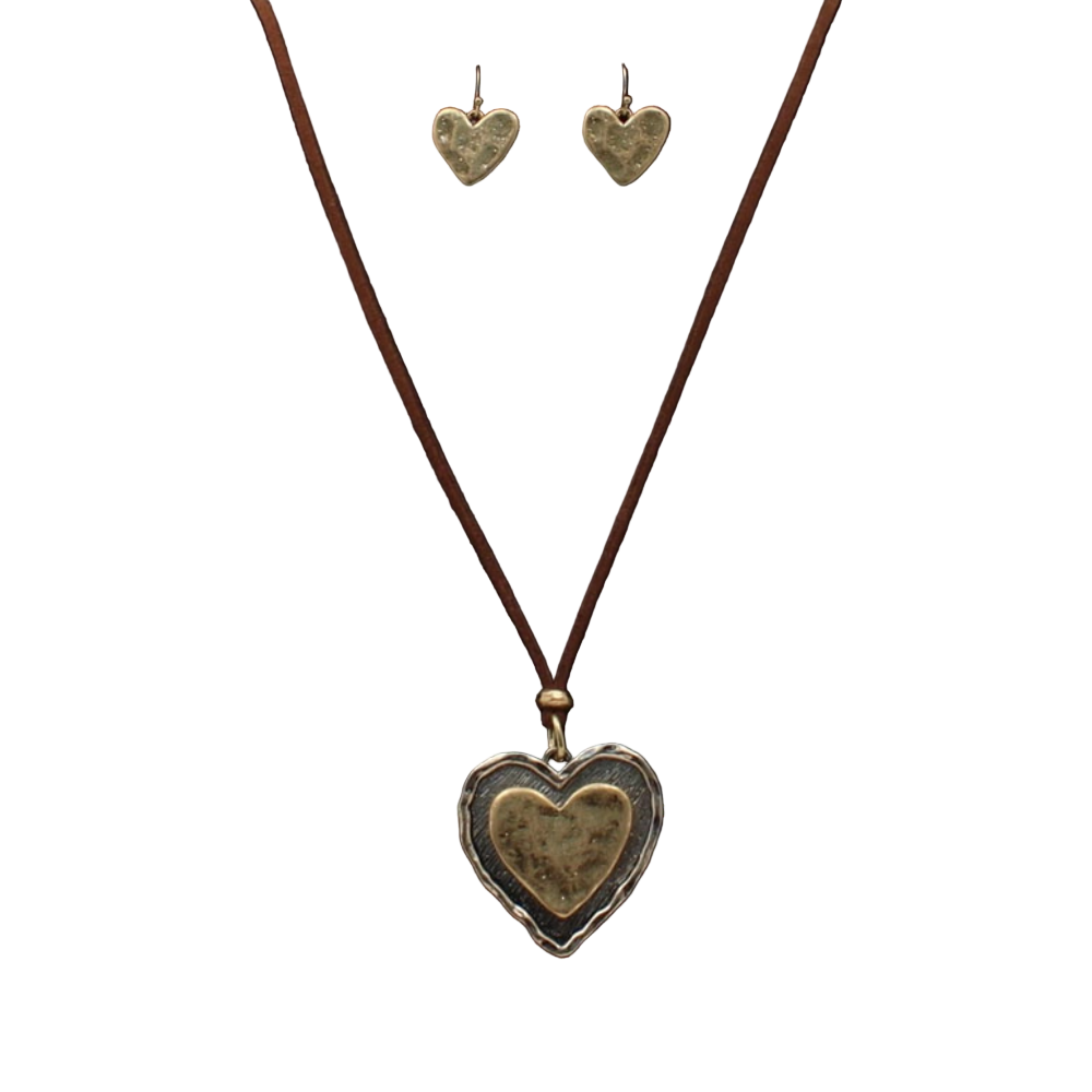 Silver Strike Inlay Heart Pendant Necklace D4500220
