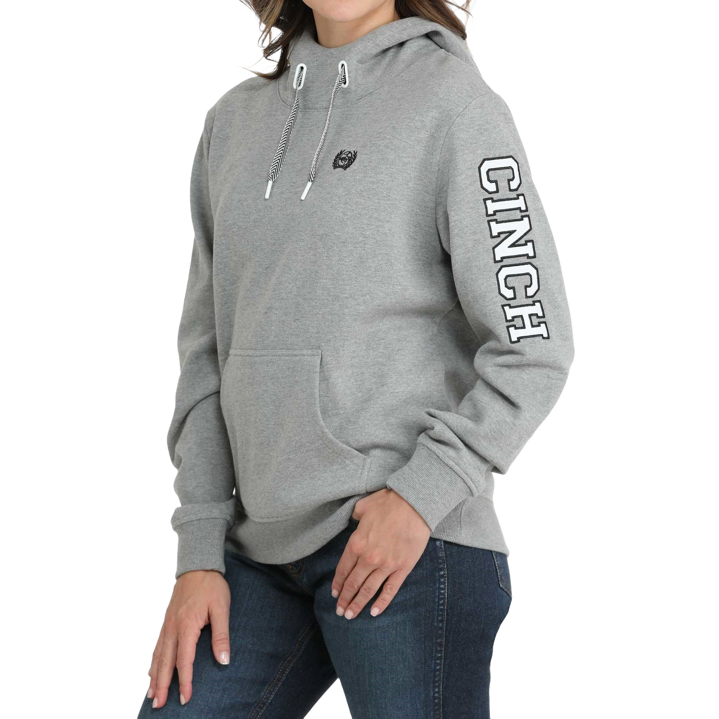 Cinch Ladies Heather Grey Embroidered Logo Hoodie MAK7914001