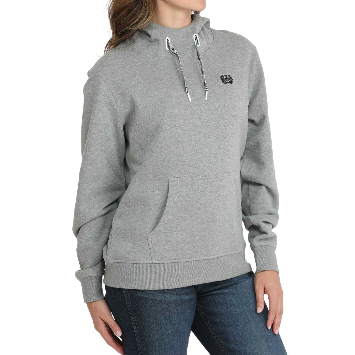 Cinch Ladies Heather Grey Embroidered Logo Hoodie MAK7914001