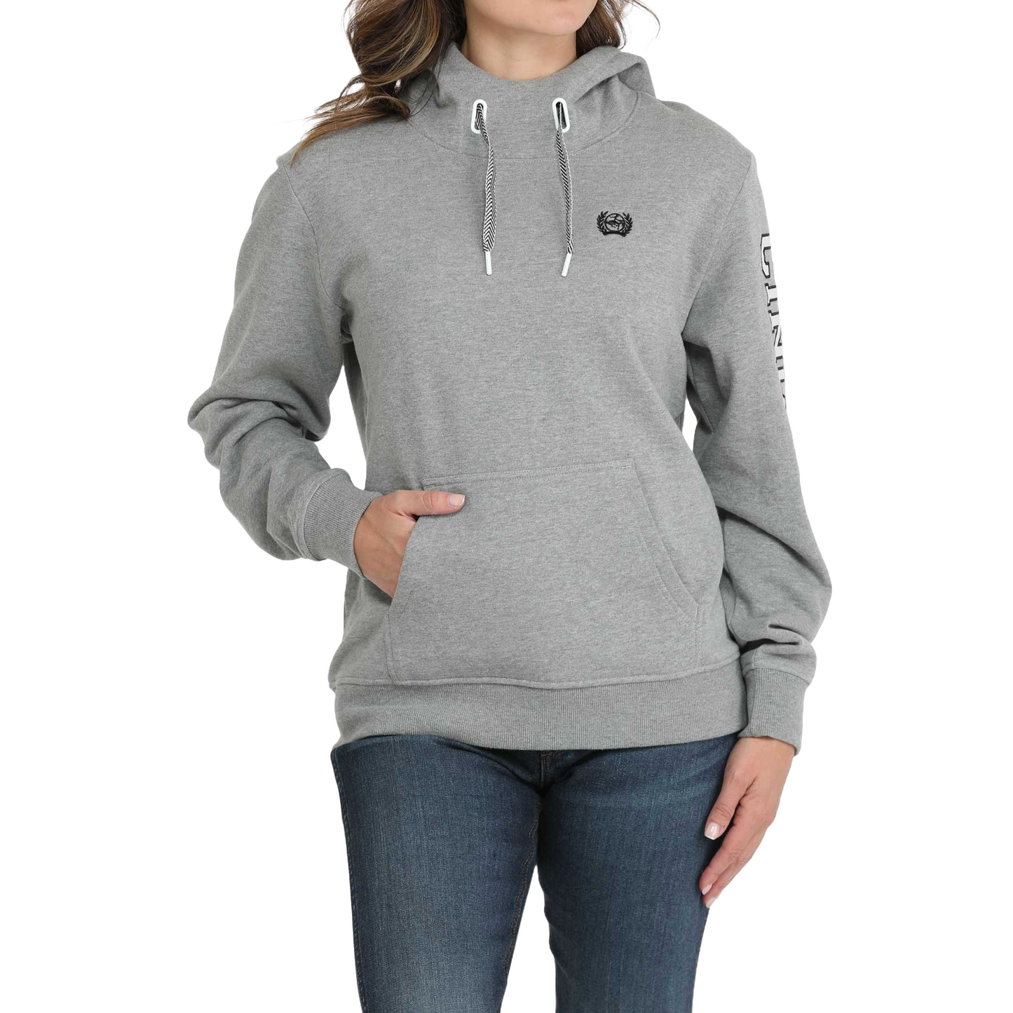 Cinch Ladies Heather Grey Embroidered Logo Hoodie MAK7914001