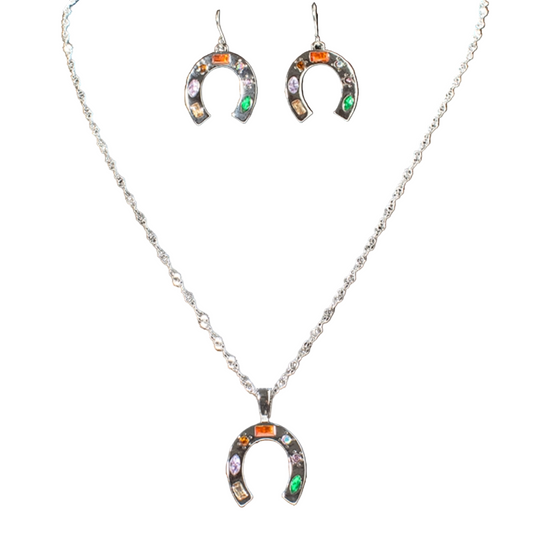 Silver Strike Ladies Horseshoe Stones Jewelry Set D450025297