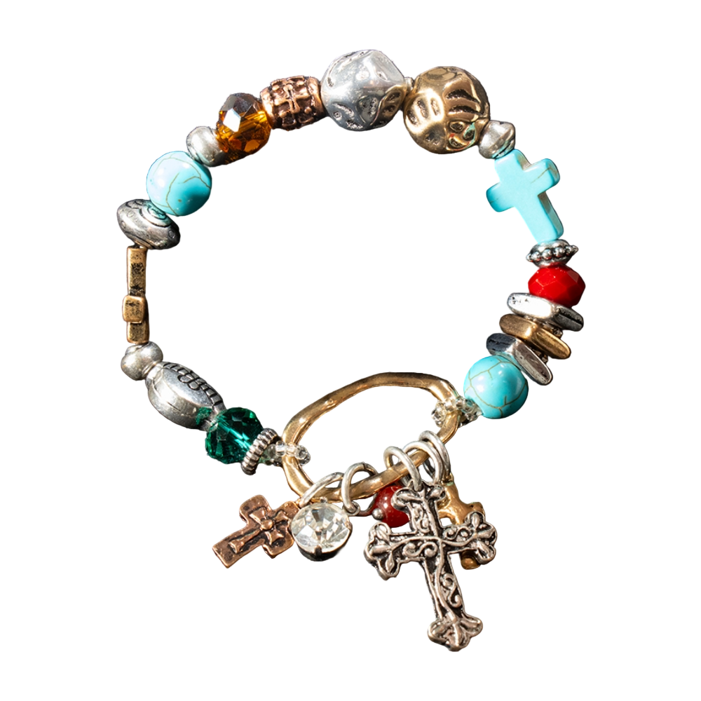 Blazin Roxx Ladies Beaded Cross Stretch Bracelet 301000797
