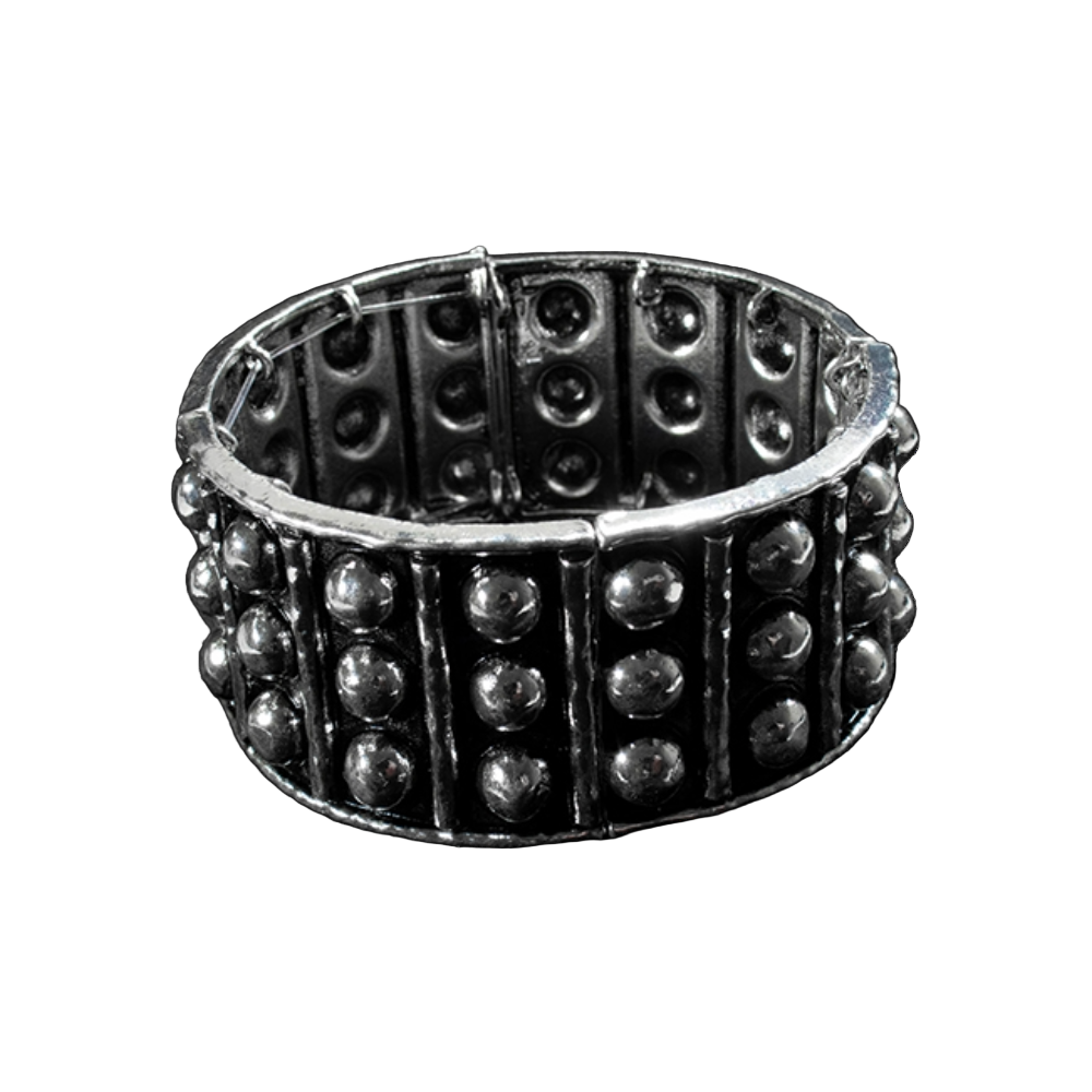 Silver Strike Ladies Silver Studded Bars Stretch Bracelet D440010736