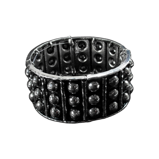 Silver Strike Ladies Silver Studded Bars Stretch Bracelet D440010736