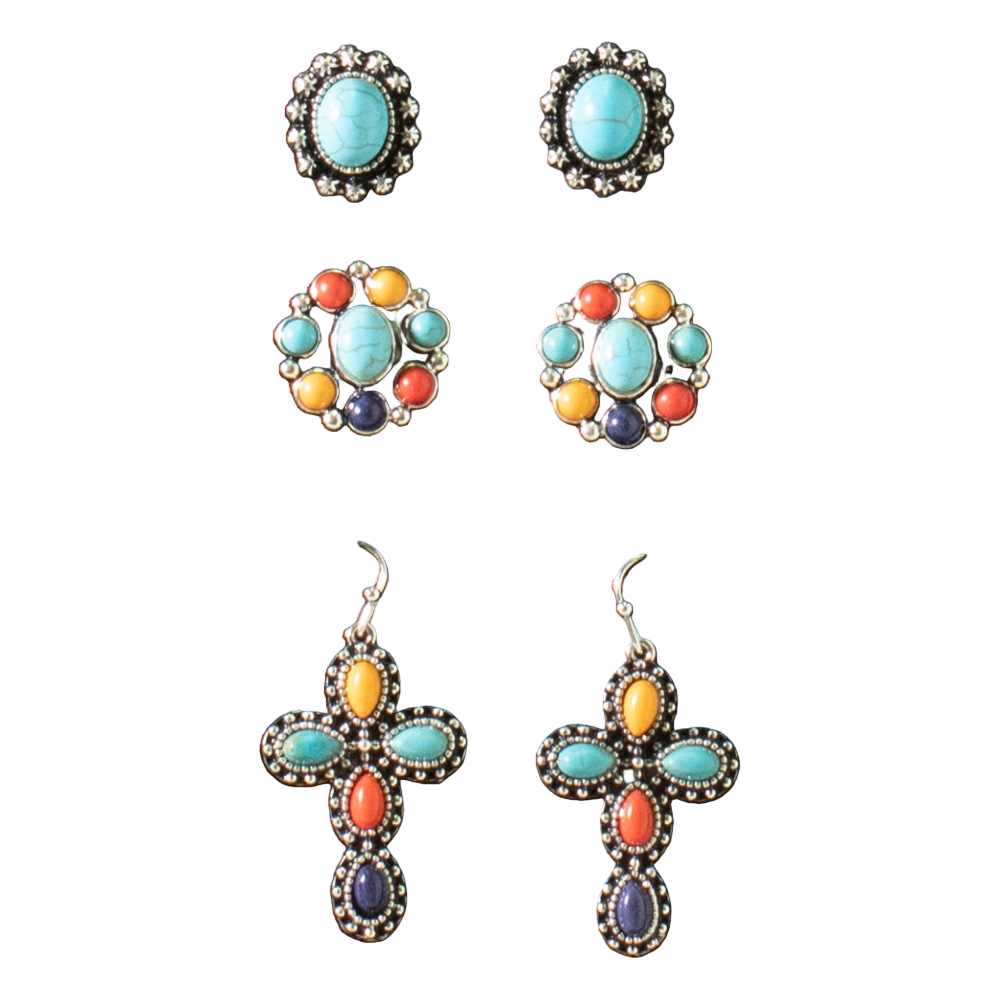Silver Strike Ladies Western Set Of 3 Beaded Earrings D460016397