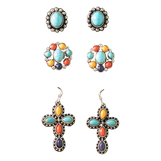 Silver Strike Ladies Western Set Of 3 Beaded Earrings D460016397