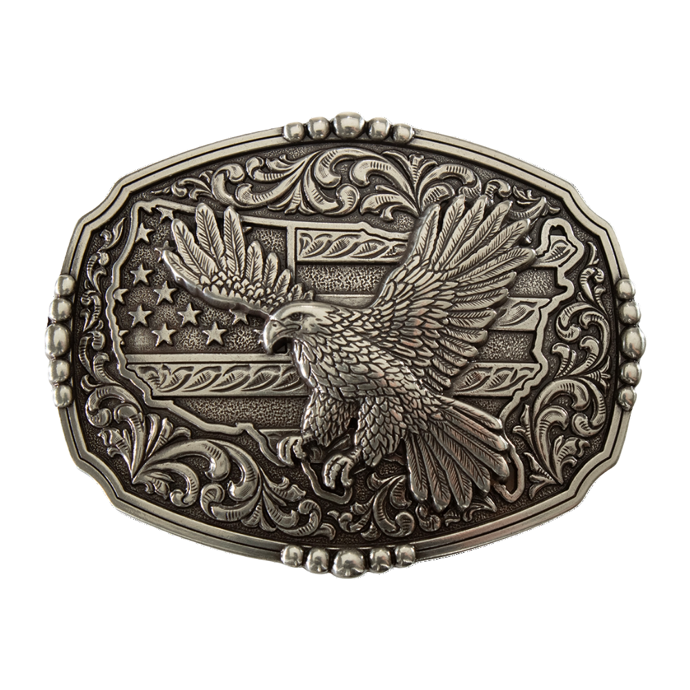 Nocona Men's Rectangle American Flag Eagle Belt Buckle 37944