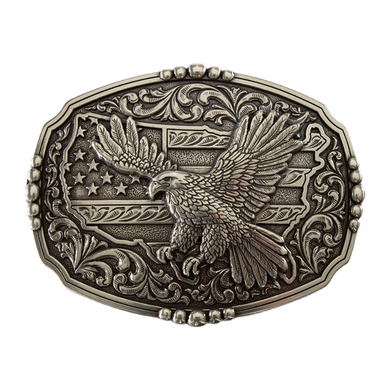 Nocona Men's Rectangle American Flag Eagle Belt Buckle 37944