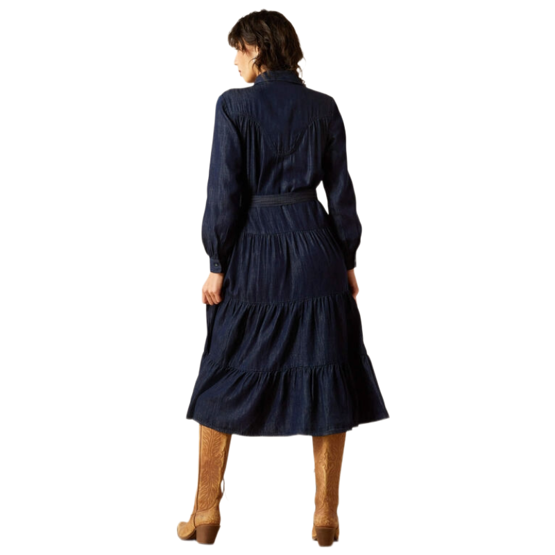 Ariat Women's Sahara Dark Wash Denim Long Sleeve Midi Dress