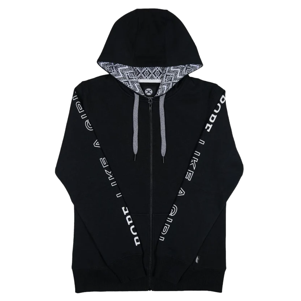 Hooey Youth Ladies Rope Like A Girl Black Full Zip Hoodie HH1163BK-Y