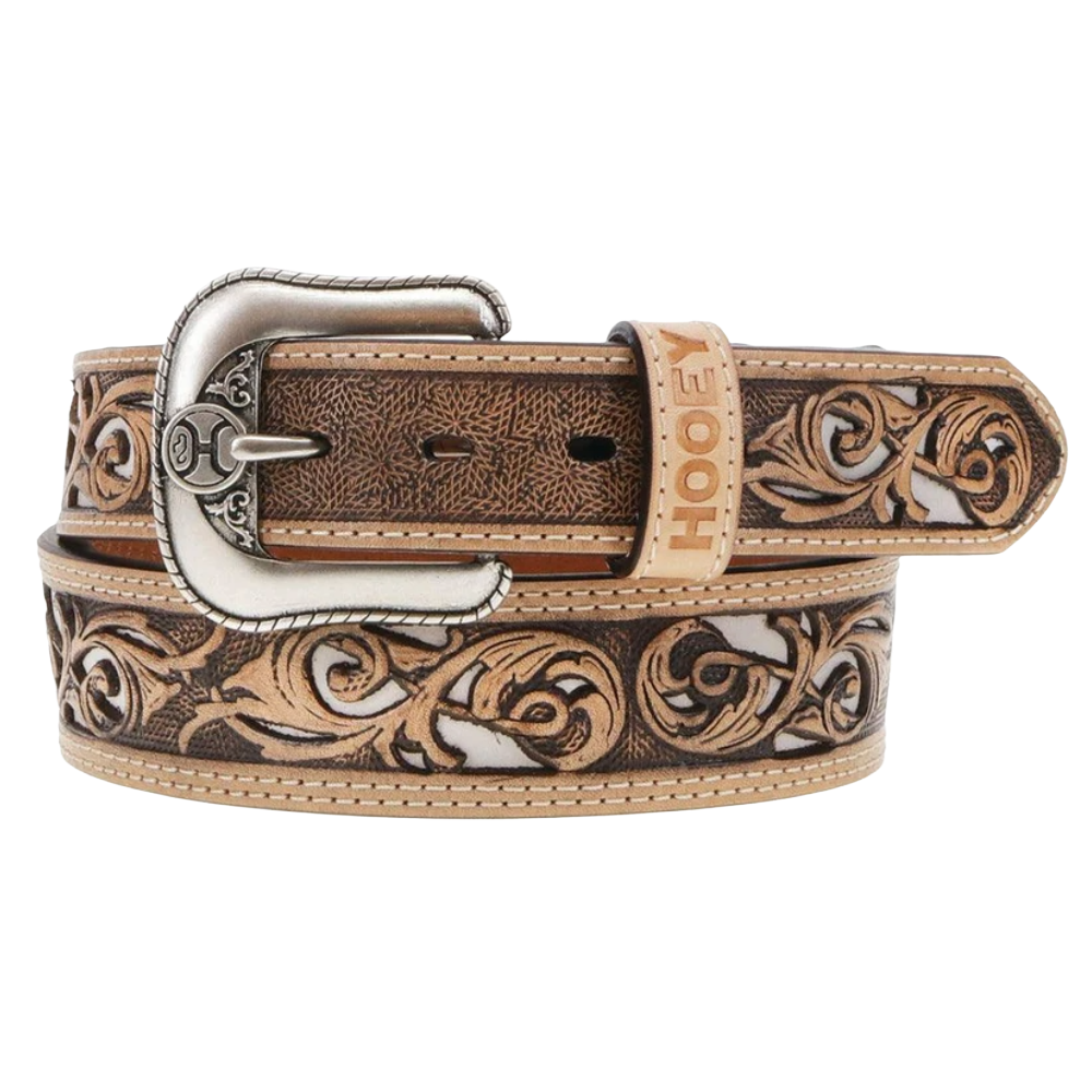 Hooey Men's "Top Notch" Hand Tooled Natural & Ivory Belt HMBLT001