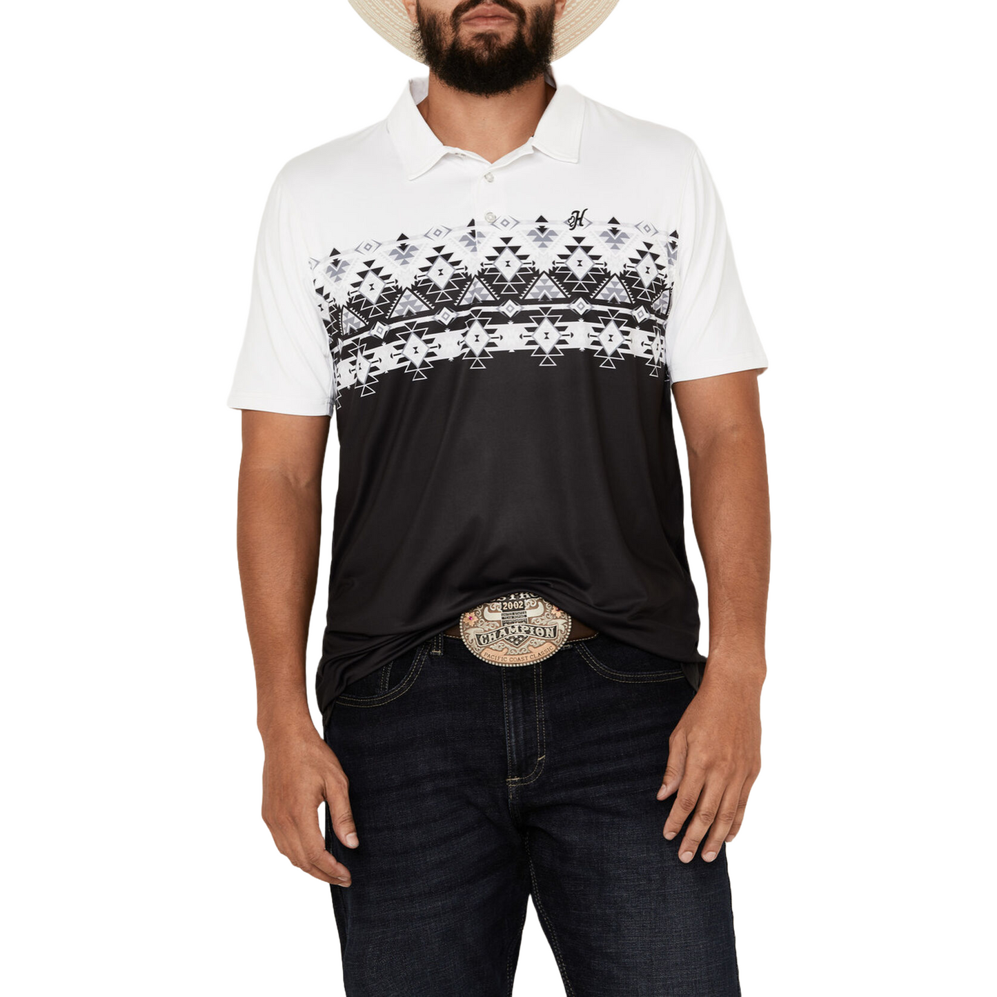 Hooey Men's The Weekender Aztec Black & White Polo Shirt HP024BKWH