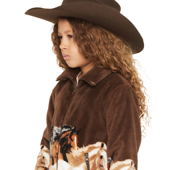 Panhandle Youth Girl's Dark Brown Horse Border Jacket BG92C07817