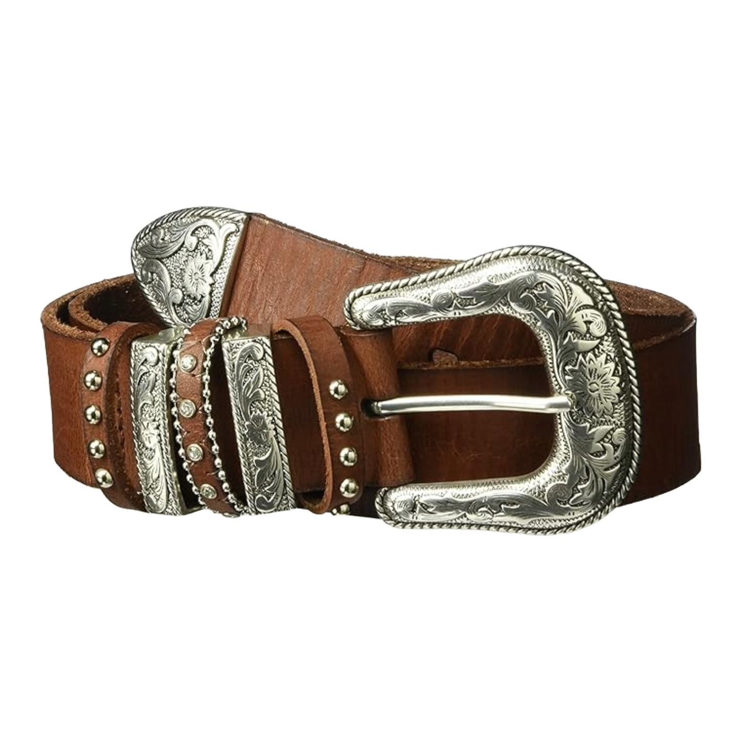 Nocona® Ladies Bedecked Multi-Keeper Brown Leather Belt N3493702