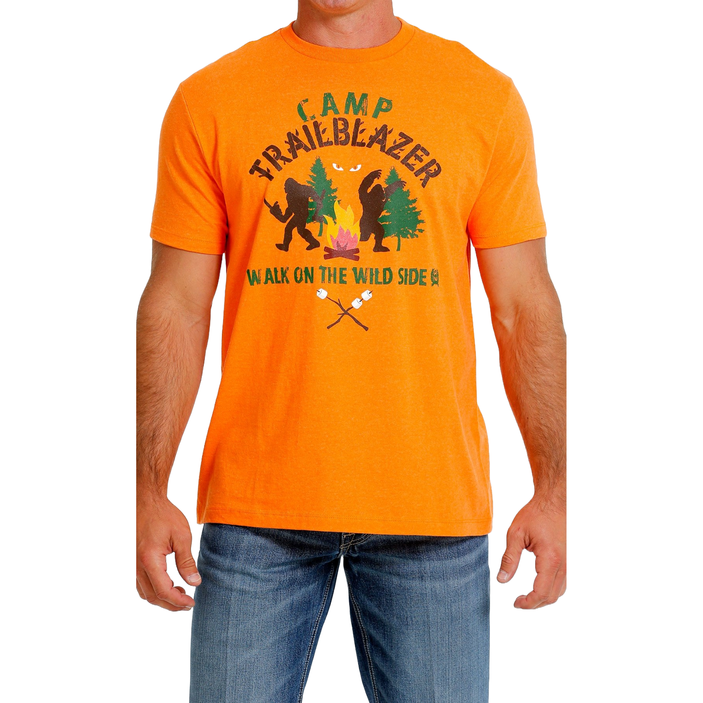 Cinch Men's Walk On The Wild Side Graphic Heather Orange T-Shirt MTT1690518