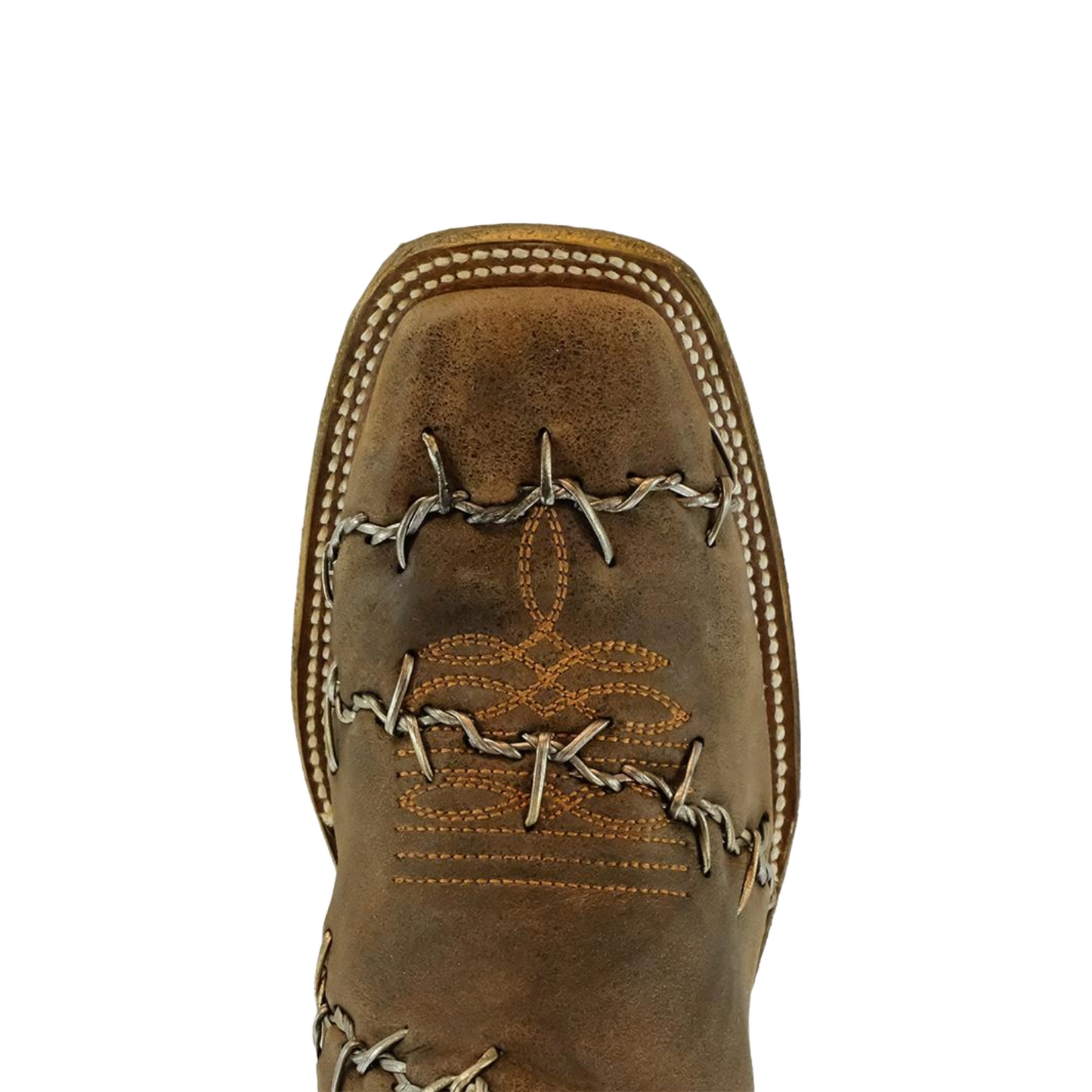 Corral Men s Brown Woven Barbed Wire Design Square Toe Boots A3532