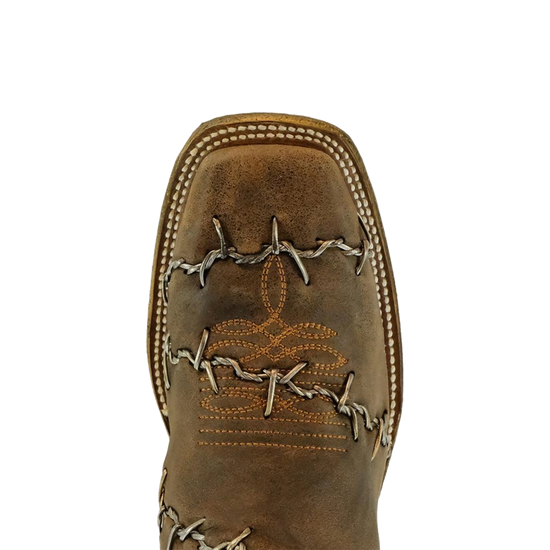 Corral® Men's Brown Woven Barbed Wire Design Square Toe Boots A3532