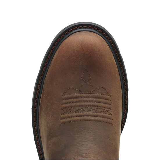 Ariat Men's Groundbreaker Pull-On Distressed Brown Work Boots – Slip Resistant, Cushioned