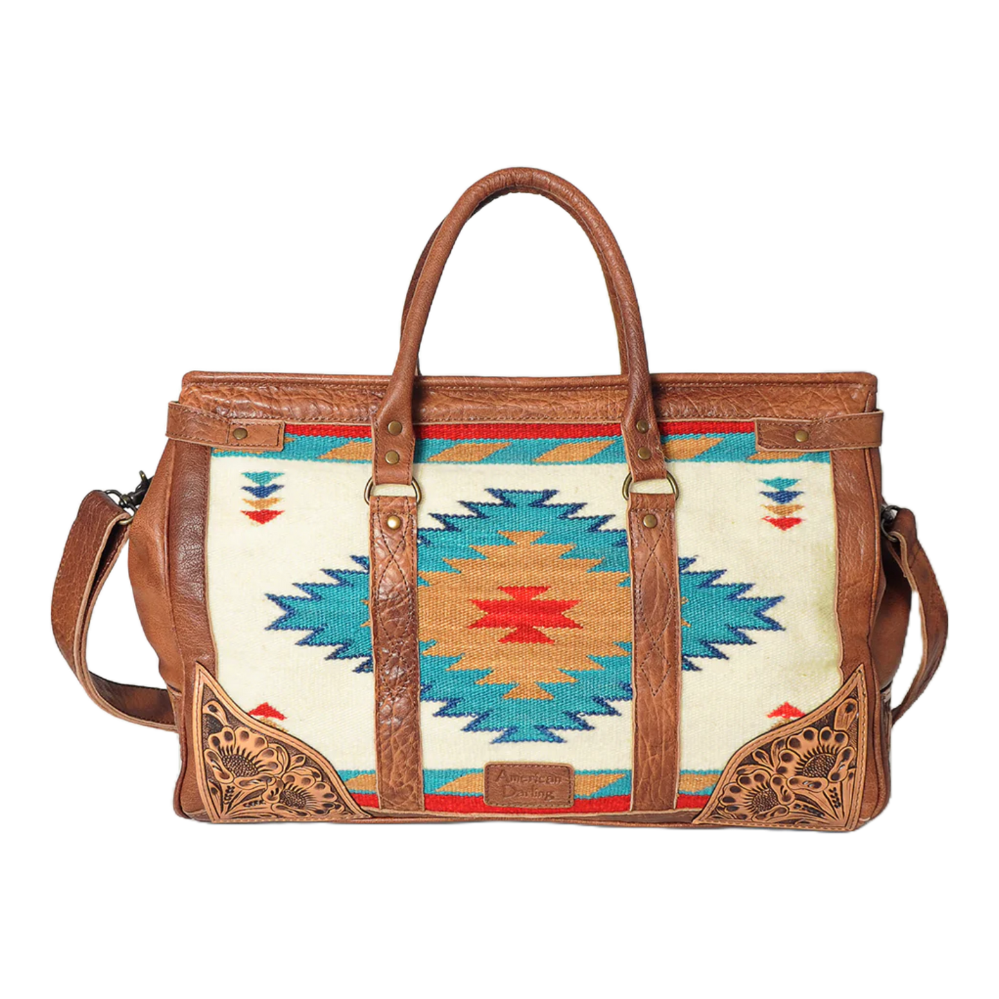American Darling Aztec Brown Leather Duffle Bag ADBG588