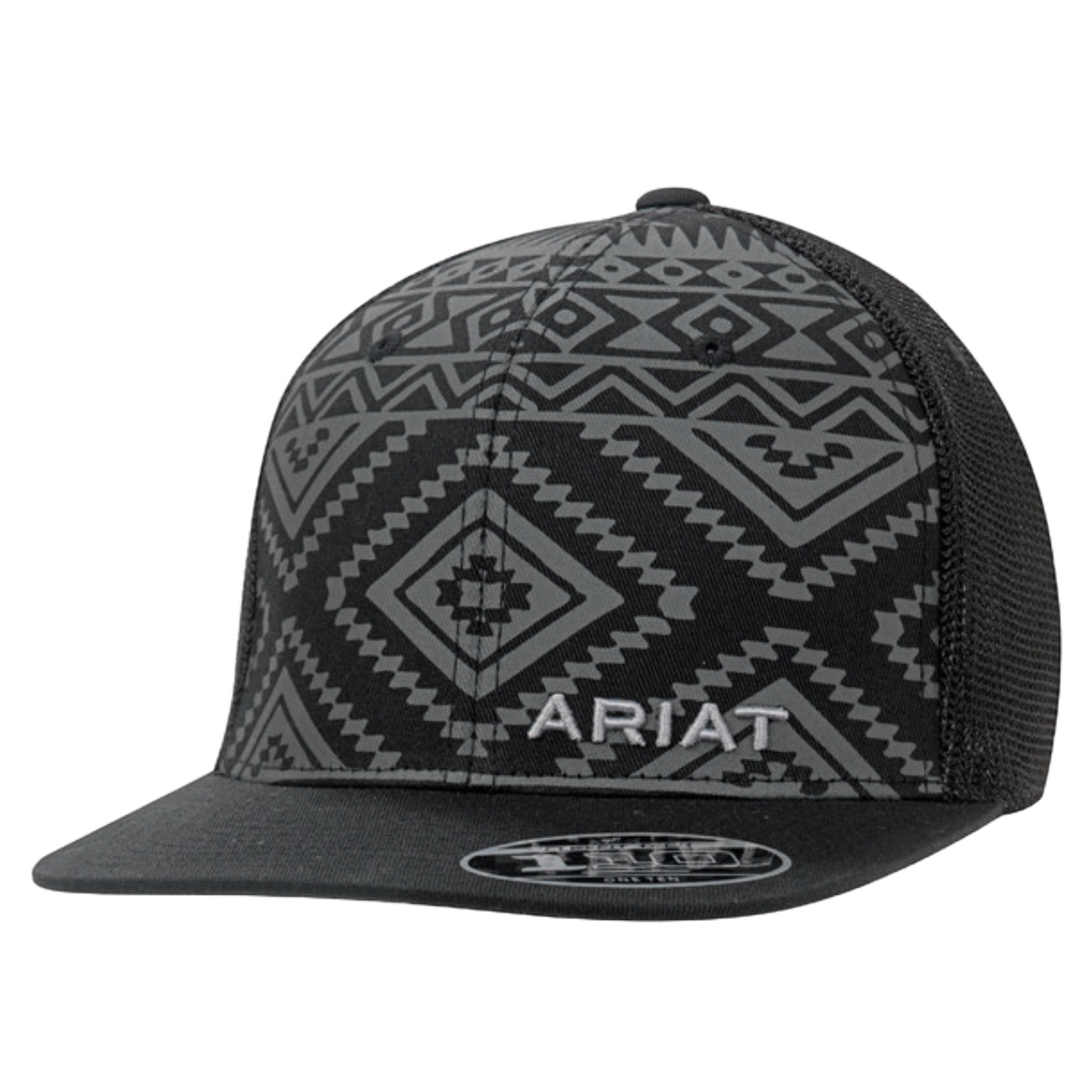 Ariat® Men's Aztec Black and Grey Fitted Snapback Hat 1508701
