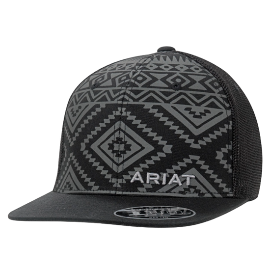 Ariat® Men's Aztec Black and Grey Fitted Snapback Hat 1508701