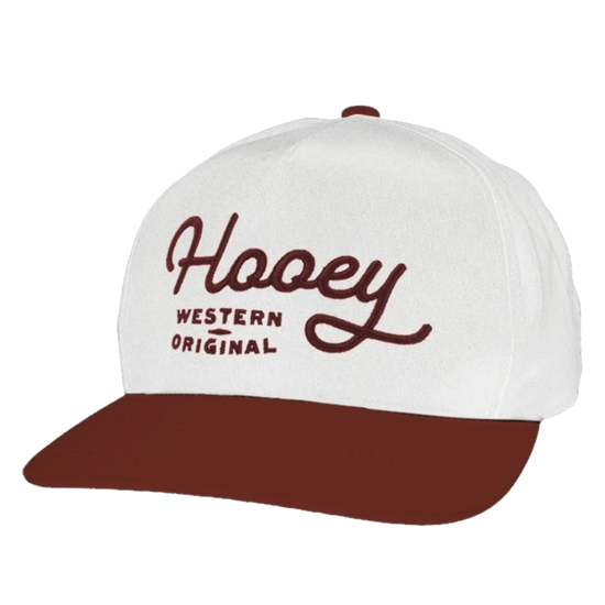 Hooey Men's OG 5-Panel White & Maroon Snapback Hat 2560T-WHMR