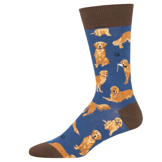 SockSmith Men's Blue Golden Retrievers Crew Socks MNC1843-BLU