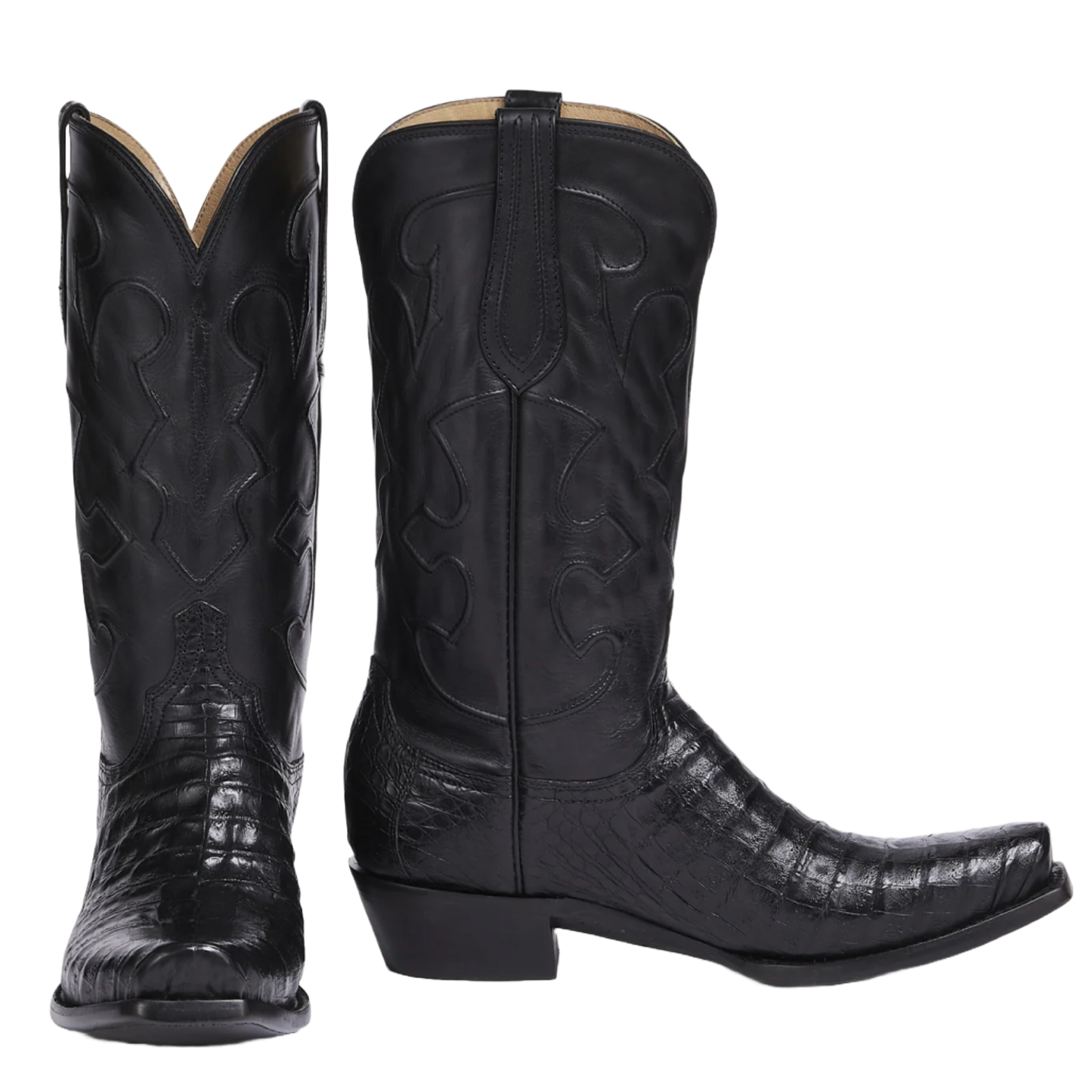 Lucchese Men's Charles Black Caiman Ultra Belly Boots M1636.R4