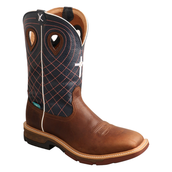 Twisted X Men's 12" Western Mocha and Navy Work Boot MXBAW01