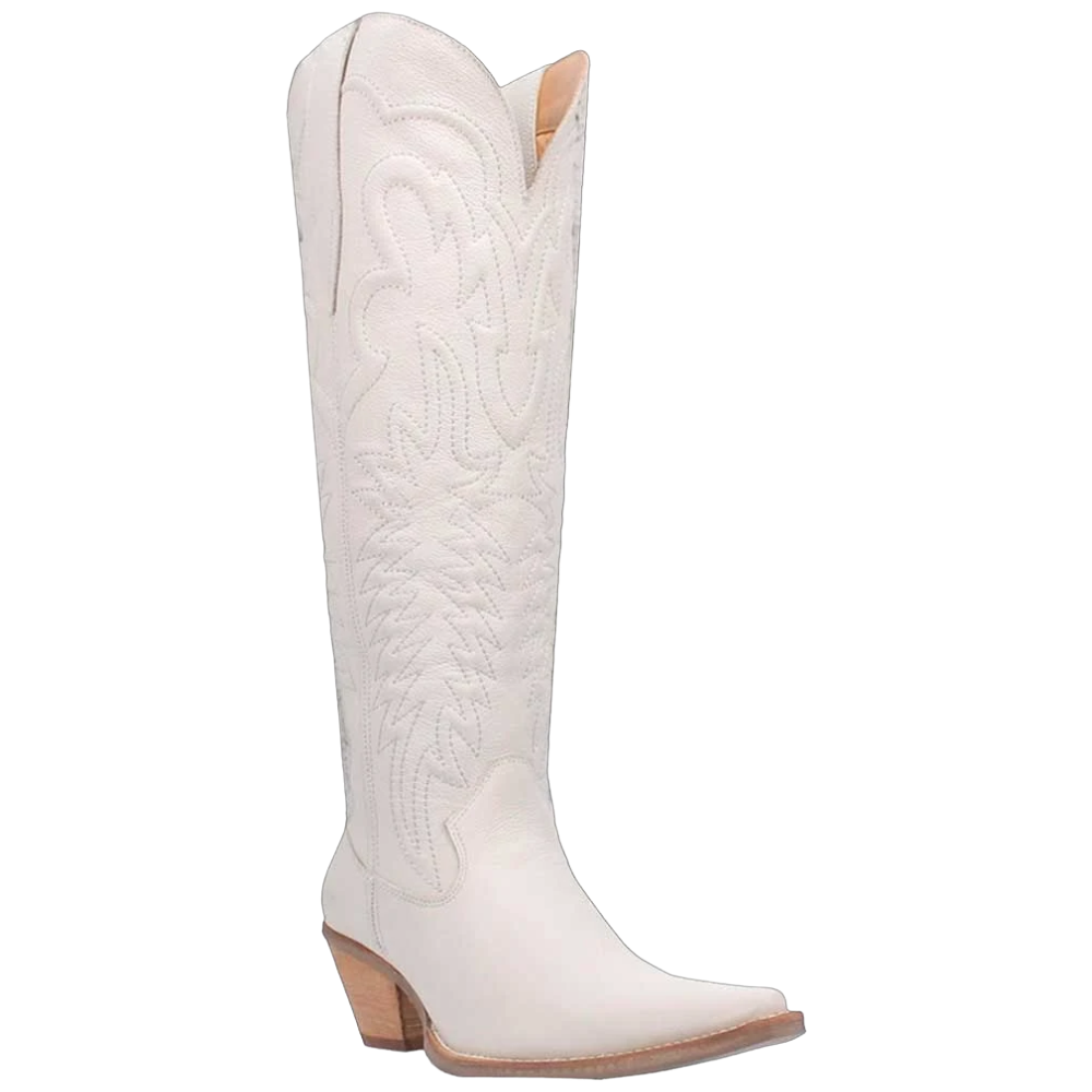Dingo Ladies Raisin Kane White Leather Tall Boots DI167-WH