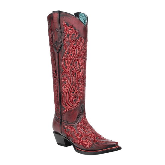 Corral Ladies Crystals Red & Black Western Tall Boots A4869
