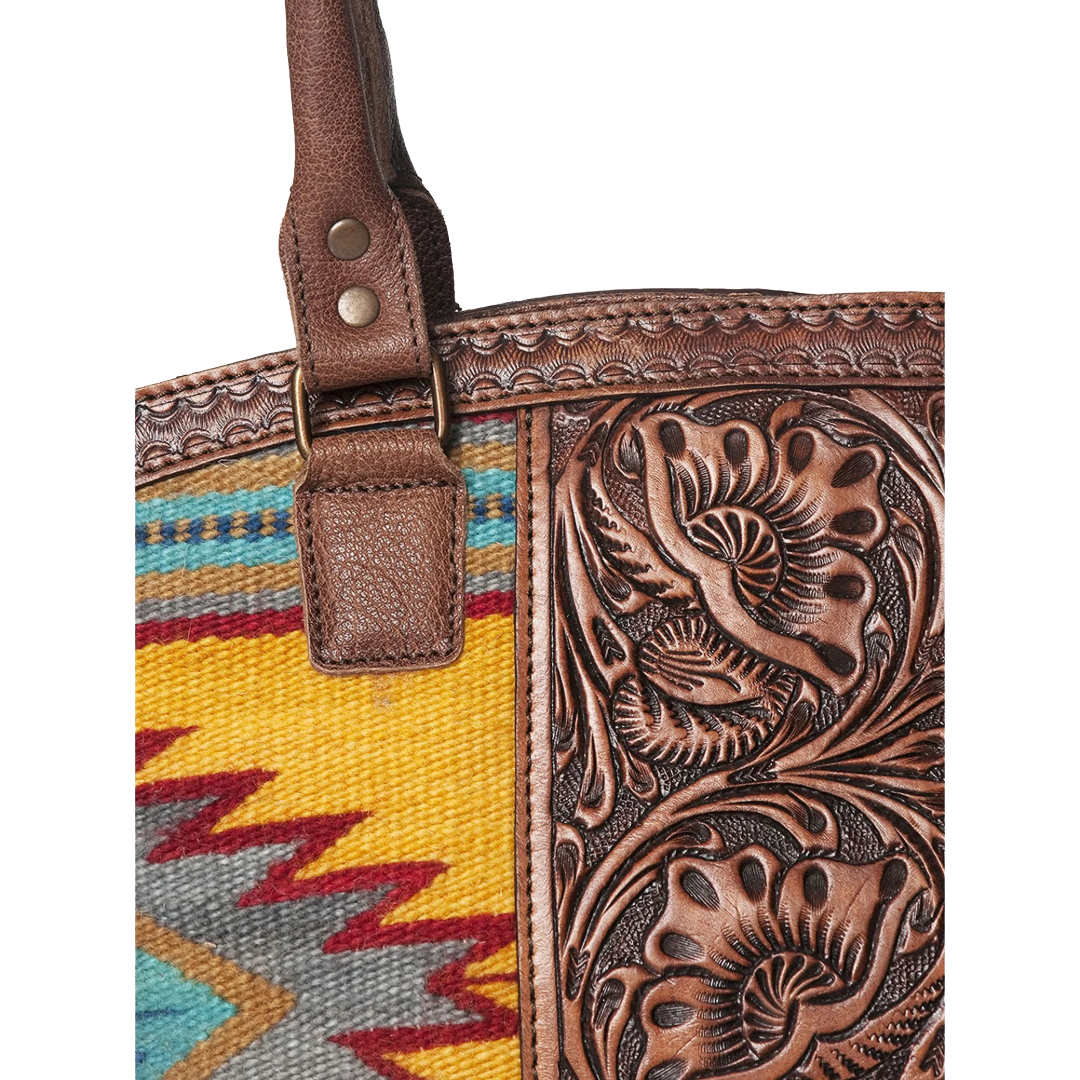 American Darling Floral Tooled Aztec Leather Handbag Purse ADBG772