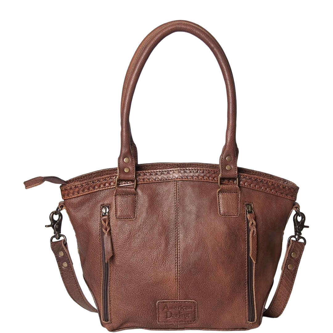 American Darling Floral Tooled Aztec Leather Handbag Purse ADBG772