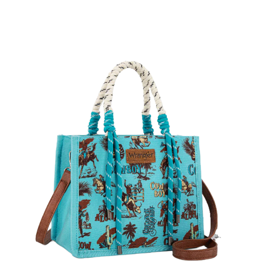 Wrangler Ladies Cowboy Print Turquoise Tote/Crossbody WG206-8122TQ