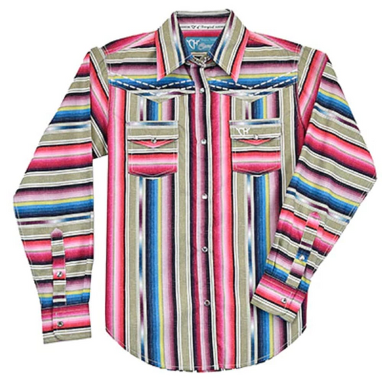 Cowgirl Hardware Toddler Girls Serape Pink Button Down Shirt 825491-750