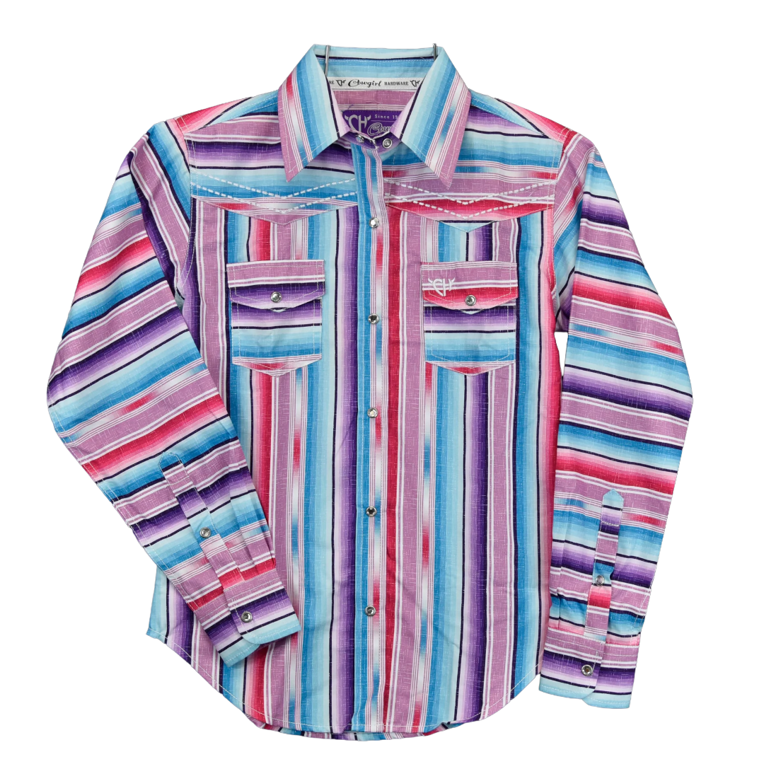 Cowgirl Hardware Girl's Serape Print Pink Snap Shirt 425511-150-K