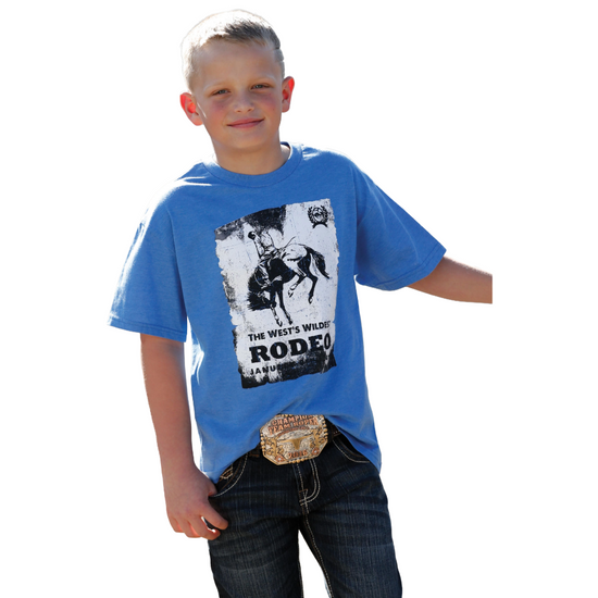 Cinch Children's West's Wildest Graphic Heather Blue T-Shirt MTT7670113