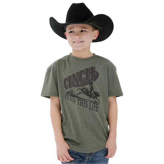 Cinch® Youth Boy's Olive Green Rodeo Graphic T-Shirt MTT7670124