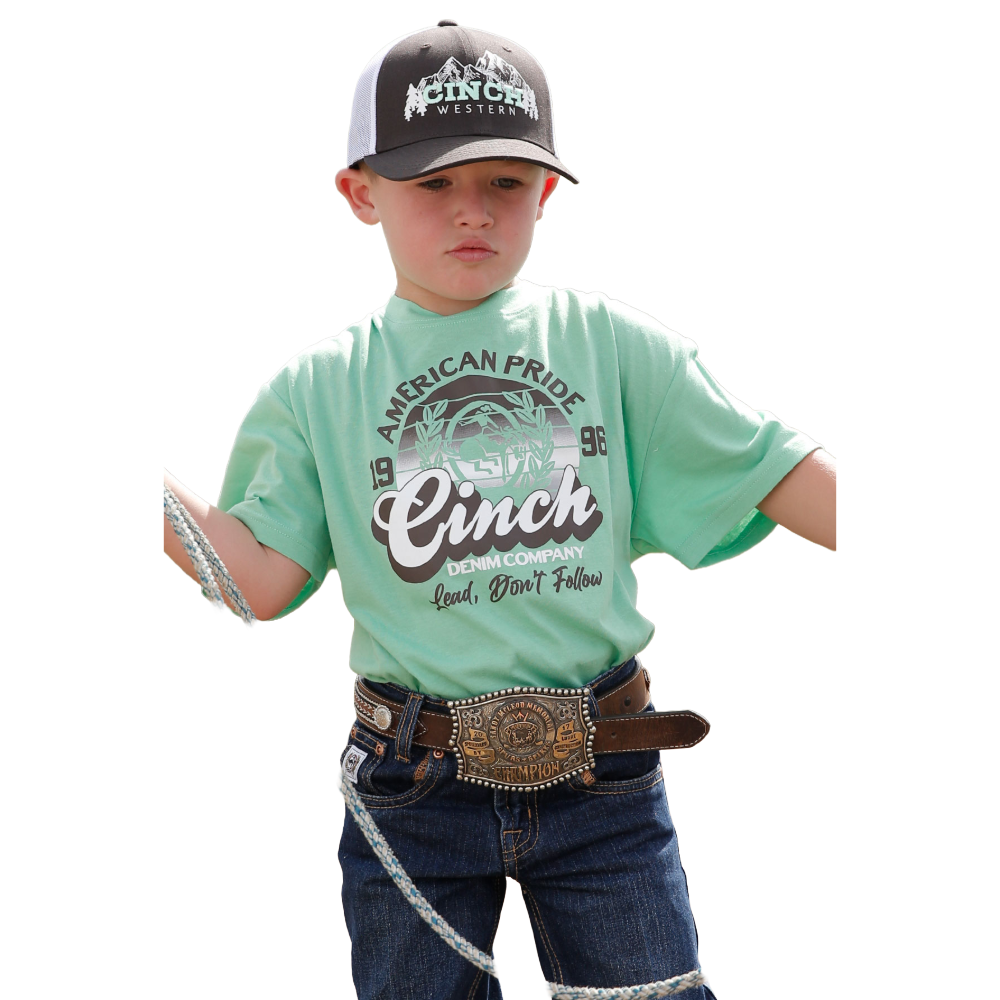 Cinch® Youth Boy's Green American Pride Graphic T-Shirt MTT7670128