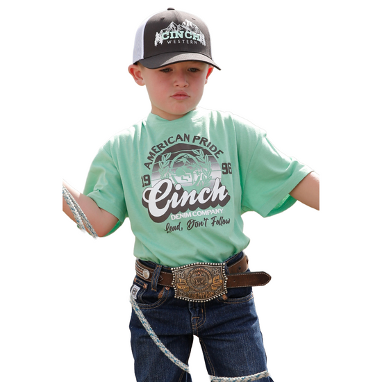 Cinch® Youth Boy's Green American Pride Graphic T-Shirt MTT7670128