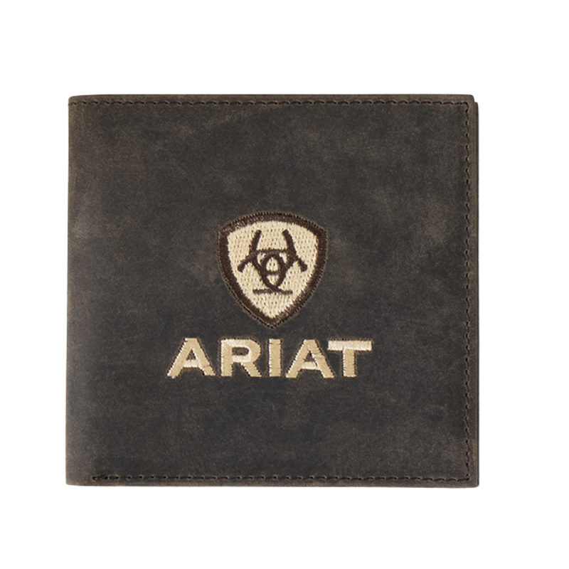 Ariat Brown Crazy Horse Embroidered Bifold Wallet A3556602