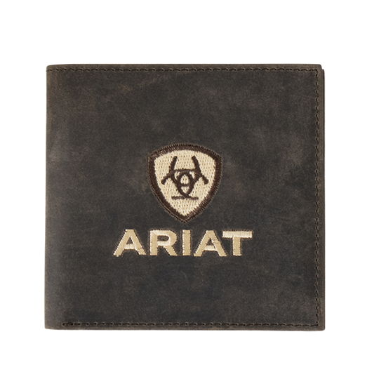 Ariat Brown Crazy Horse Embroidered Bifold Wallet A3556602