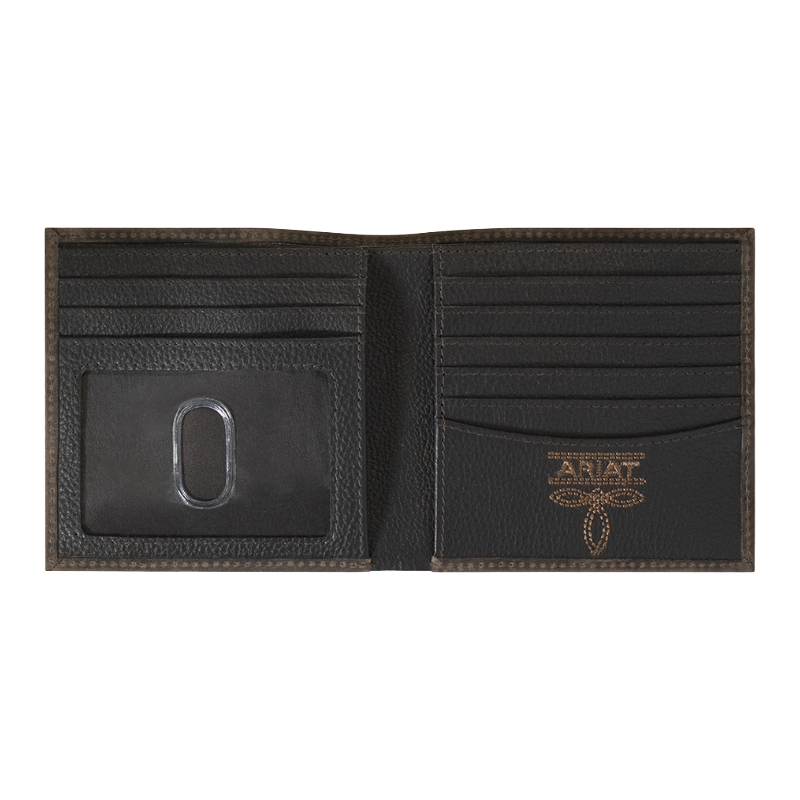 Ariat Brown Crazy Horse Embroidered Bifold Wallet A3556602