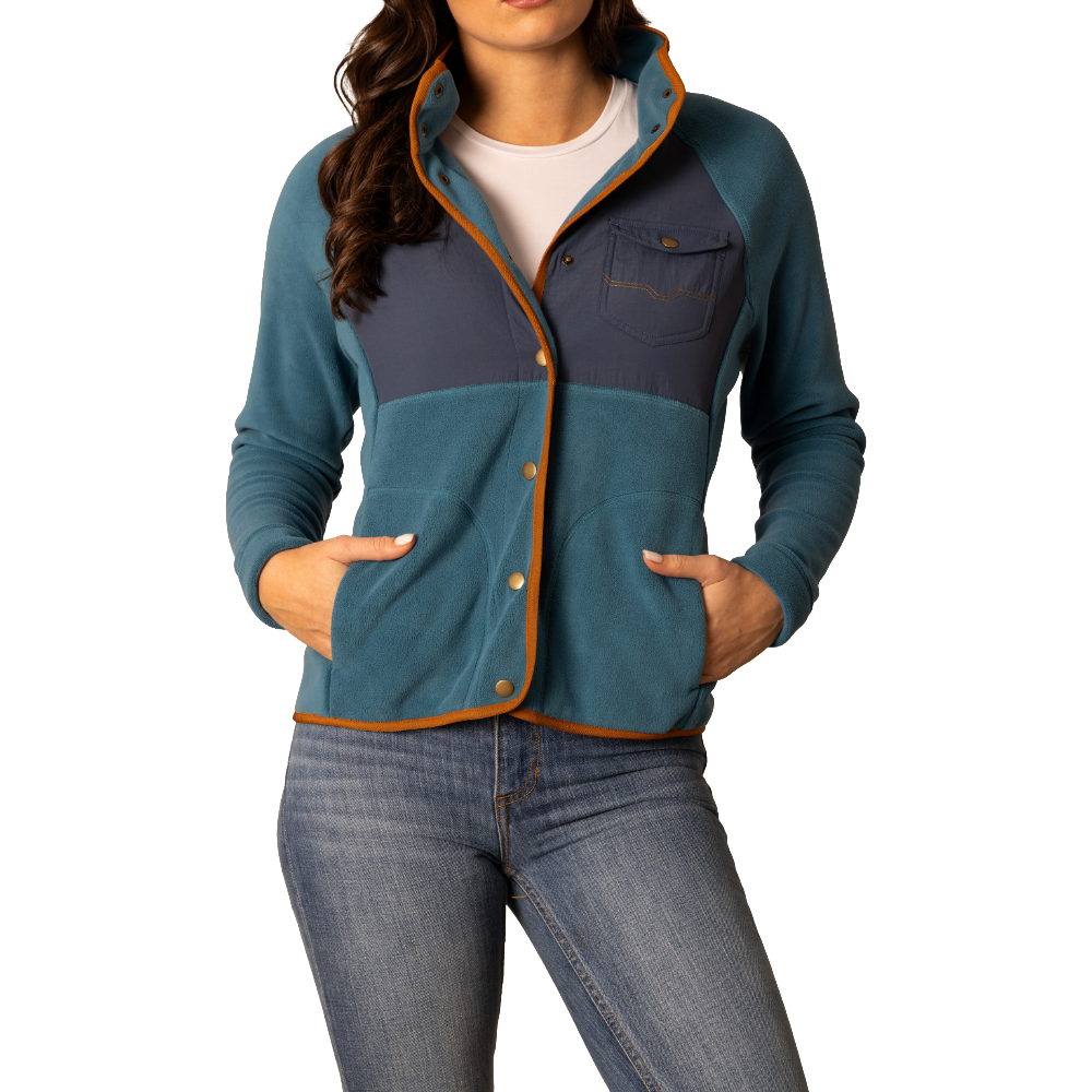 Kimes Ranch Ladies Selma Mid Blue Fleece Snap Jacket WSW0000018-BL062
