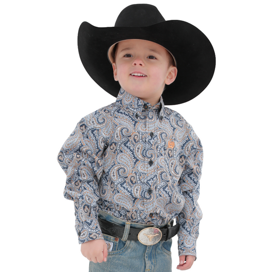 Cinch Youth Boy's Multicolor Paisley Print Button Down Shirt MTW7062336