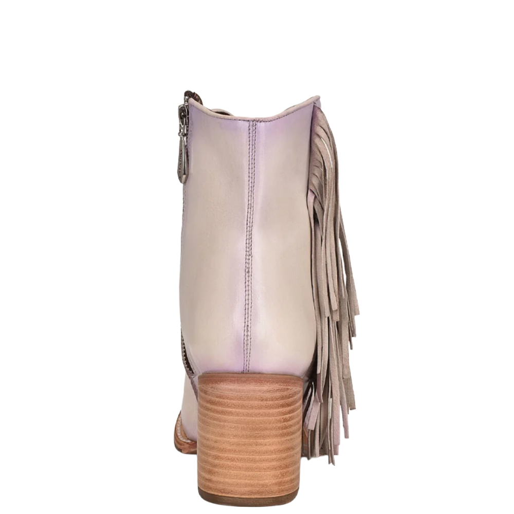 Cuadra Ladies Lilac Overlay & Studs With Fringe Pointed Toe Booties CU708