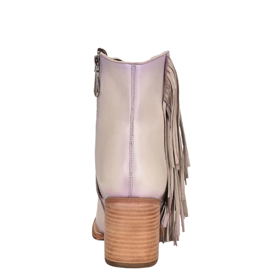 Cuadra Ladies Lilac Overlay & Studs With Fringe Pointed Toe Booties CU708